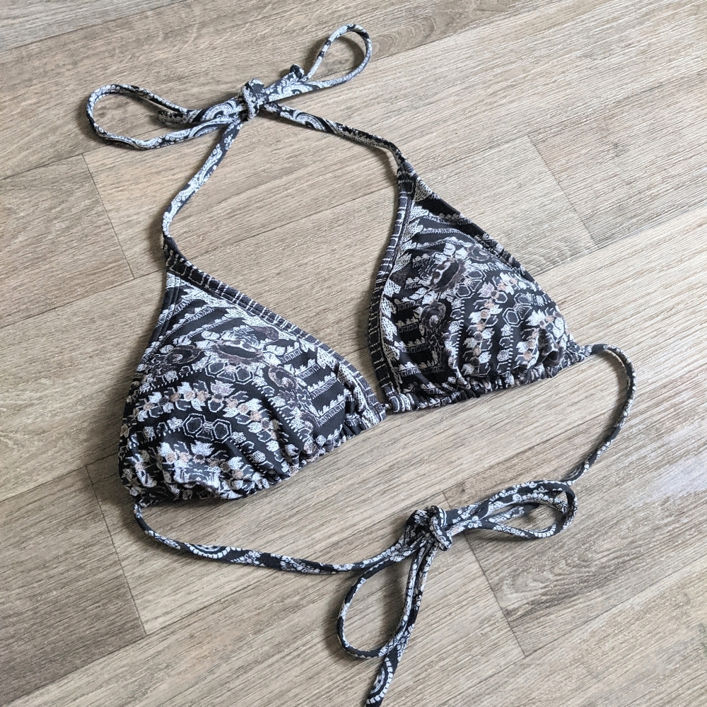 Athleta Neutral Pattern Triangle String Bikini Top Size Medium - Picture 2 of 5